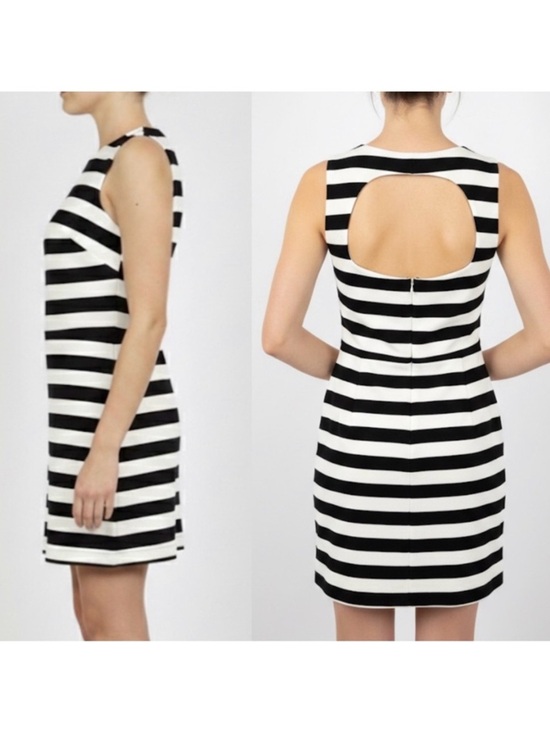 Cynthia Steffe Dresses & Skirts - NWT Cynthia Steffe Sheath Dress Black White Stripes Open Back Sleeveless Size 8